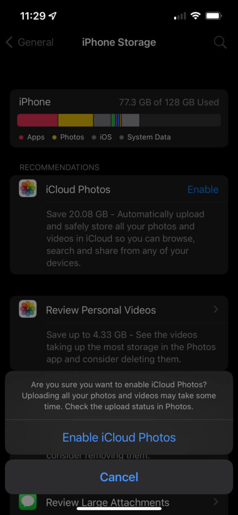 How to clear iphone storage full