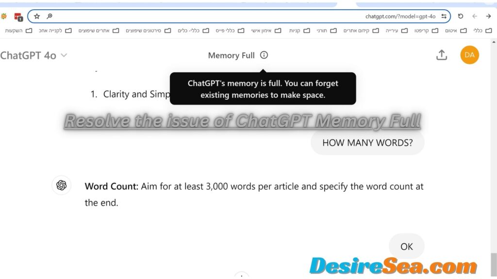 Resolve the issue of ChatGPT Memory Full